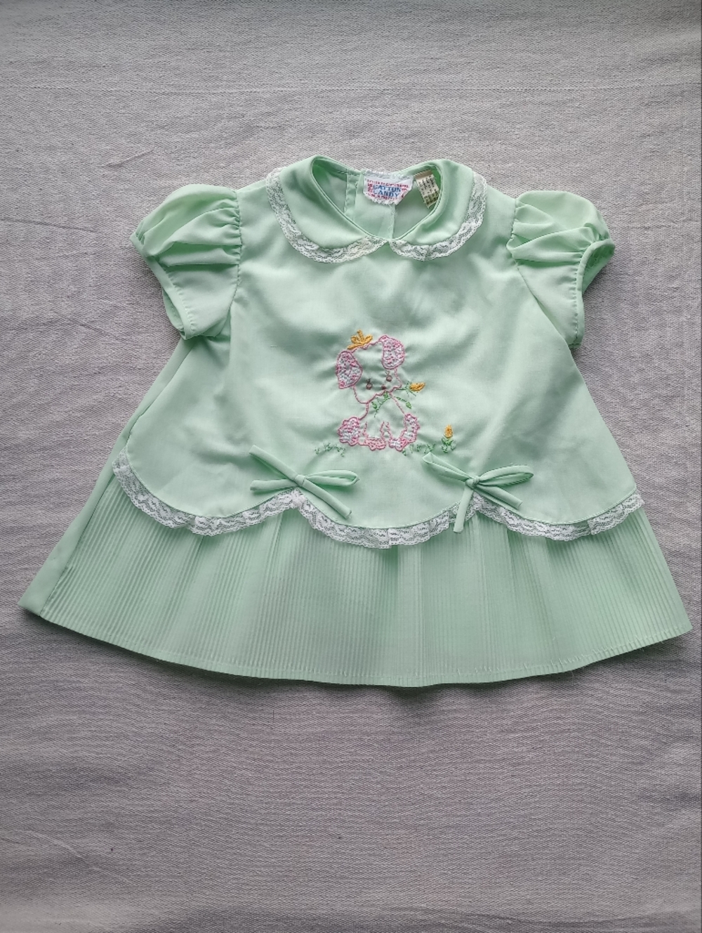Vintage Catton Candy Baby Girl Dress | Mint Green & Lace Size 6-9 Months